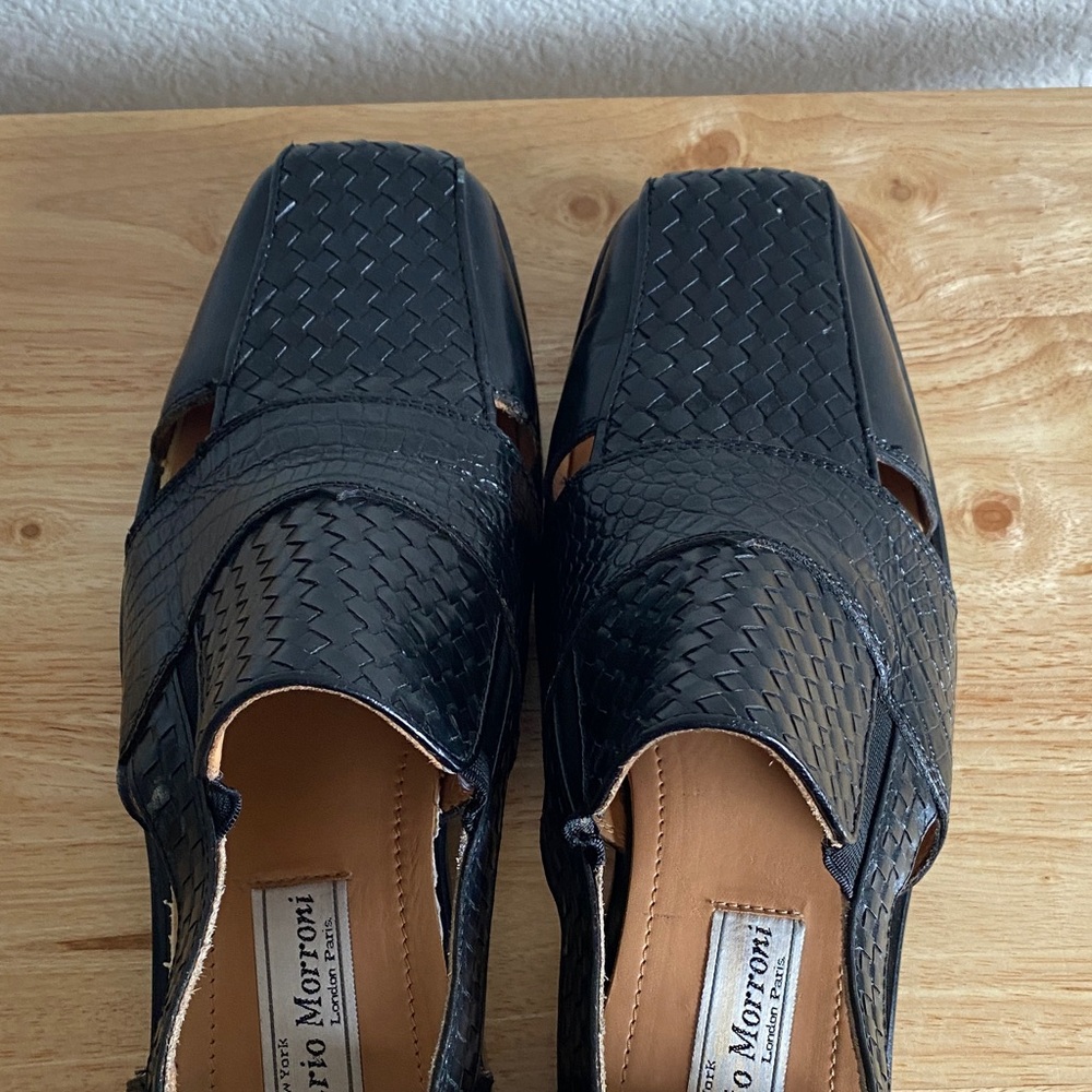 Mario Morroni Black Woven Men's Loafers - Picture 3 of 14